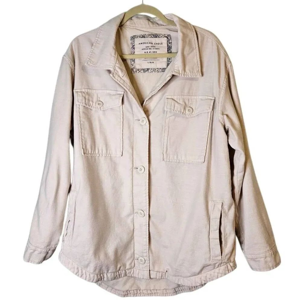 American Eagle cream colored trucker/utility jacket. L.